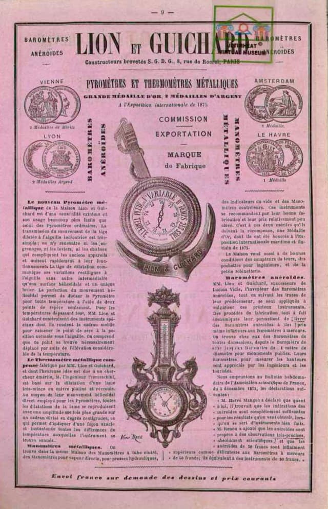 Hanging brass-cased barometer