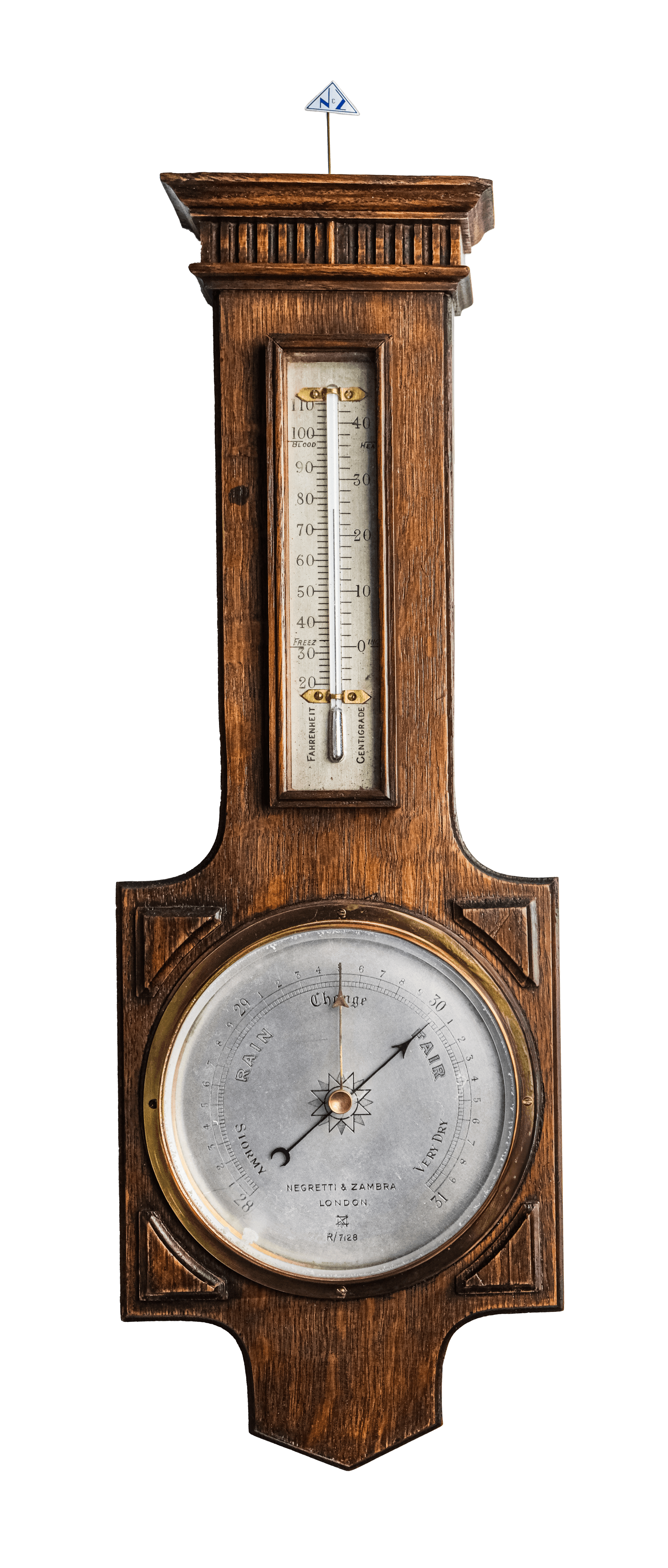 Neo-Gothic solid oak barometer